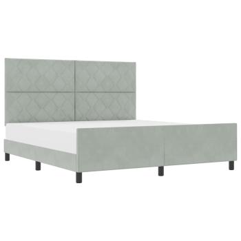 Boxspringbett mit Kopfteil Hellgrau 180 x 200 cm Samt