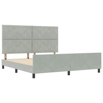 Boxspringbett mit Kopfteil Hellgrau 180 x 200 cm Samt