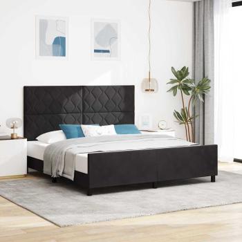 ARDEBO.de - Boxspringbett mit Kopfteil Schwarz 180 x 200 cm Samt