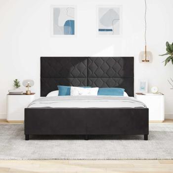 Boxspringbett mit Kopfteil Schwarz 180 x 200 cm Samt