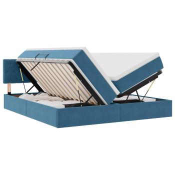 LED-Speicherbett mit Matratze Dunkelblau 180 x 200 cm Samt