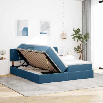 LED-Speicherbett mit Matratze Dunkelblau 180 x 200 cm Samt