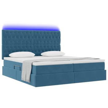 LED-Speicherbett mit Matratze Dunkelblau 180 x 200 cm Samt