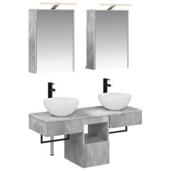 Badezimmerschrank-Set 5 stk. Betongrau Holzwerkstoff