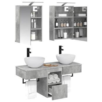Badezimmerschrank-Set 5 stk. Betongrau Holzwerkstoff