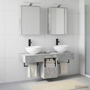 Badezimmerschrank-Set 5 stk. Betongrau Holzwerkstoff