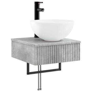 Badezimmerschrank-Set 5 stk. Betongrau Holzwerkstoff