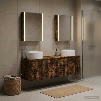 ARDEBO.de - Badezimmerschrank-Set 5 stk. Geräucherte Eiche Holzwerkstoff