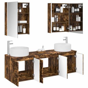Badezimmerschrank-Set 5 stk. Geräucherte Eiche Holzwerkstoff
