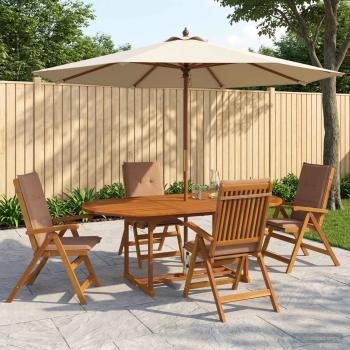 ARDEBO.de - 5-teiliges Garten-Esszimmer-Set Natur Massivholz Akazie