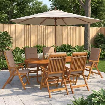 ARDEBO.de - 7-teiliges Garten Essset Natur Massivholz Akazie