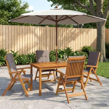 ARDEBO.de - 5-teiliges Garten-Esszimmer-Set Natur Massivholz Akazie