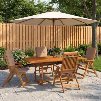 ARDEBO.de - 5-teiliges Garten-Esszimmer-Set Natur Massivholz Akazie