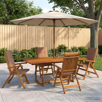 ARDEBO.de - 5-teiliges Garten-Esszimmer-Set Natur Massivholz Akazie