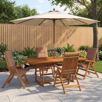 ARDEBO.de - 5-teiliges Garten-Esszimmer-Set Natur Massivholz Akazie