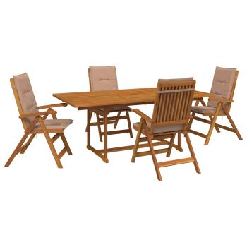 5-teiliges Garten-Esszimmer-Set Natur Massivholz Akazie