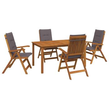 5-teiliges Garten-Esszimmer-Set Natur Massivholz Akazie