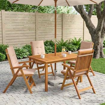 ARDEBO.de - 5-teiliges Garten-Esszimmer-Set Natur Massivholz Akazie