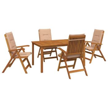 5-teiliges Garten-Esszimmer-Set Natur Massivholz Akazie