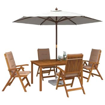 5-teiliges Garten-Esszimmer-Set Natur Massivholz Akazie