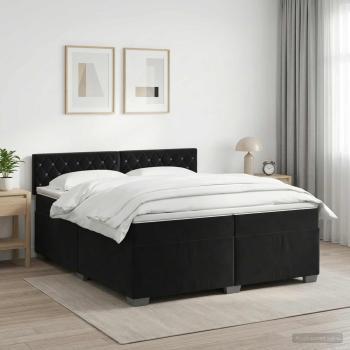 ARDEBO.de - Boxspringbett mit Matratze Schwarz 200 x 200 cm Samt