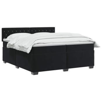 Boxspringbett mit Matratze Schwarz 200 x 200 cm Samt