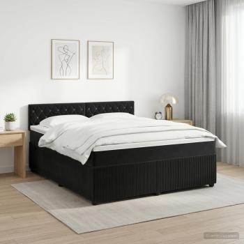 ARDEBO.de - Boxspringbett mit Matratze Schwarz 180 x 200 cm Samt