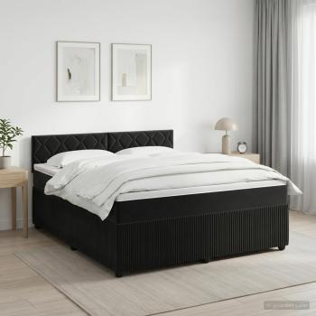 ARDEBO.de - Boxspringbett mit Matratze Schwarz 180 x 200 cm Samt