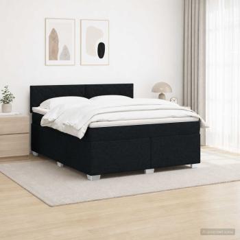 ARDEBO.de - Boxspringbett mit Matratze und LED Schwarz 160 x 200 cm Stoff