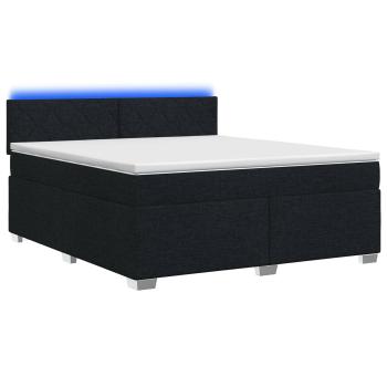 Boxspringbett mit Matratze und LED Schwarz 160 x 200 cm Stoff