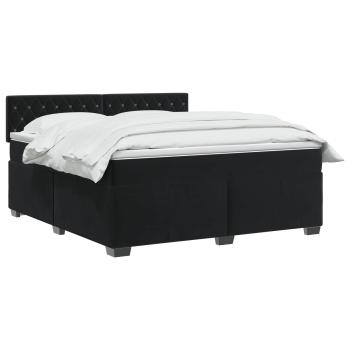 Boxspringbett mit Matratze und LED Schwarz 180 x 200 cm Samt