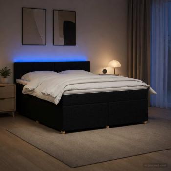 ARDEBO.de - Boxspringbett mit Matratze Schwarz 160 x 200 cm Stoff