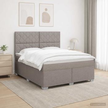 ARDEBO.de - Boxspringbett mit Matratze Taupe 180 x 200 cm Stoff