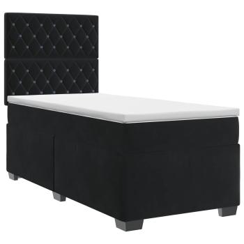 Boxspringbett mit Matratze Schwarz 90 x 190 cm Samt