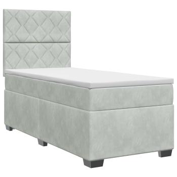 Boxspringbett mit Matratze Hellgrau 90 x 190 cm Samt