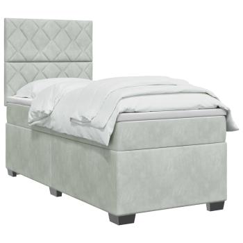 Boxspringbett mit Matratze Hellgrau 90 x 190 cm Samt