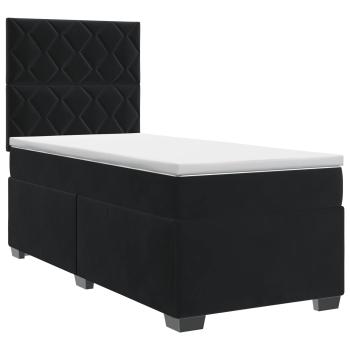 Boxspringbett mit Matratze Schwarz 90 x 190 cm Samt