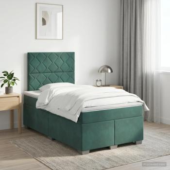 ARDEBO.de - Boxspringbett mit Matratze Dunkelgrün 120 x 190 cm Samt
