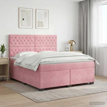 ARDEBO.de - Boxspringbett mit Matratze mit Kopfteil Rosa 140 x 200 cm Samt