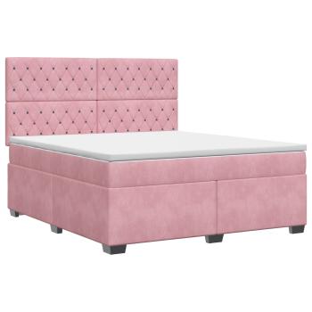 Boxspringbett mit Matratze mit Kopfteil Rosa 140 x 200 cm Samt