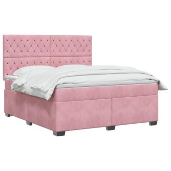 Boxspringbett mit Matratze mit Kopfteil Rosa 140 x 200 cm Samt