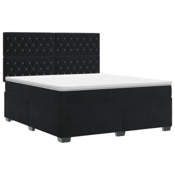 Boxspringbett mit Matratze Schwarz 180 x 200 cm Samt