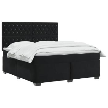 Boxspringbett mit Matratze Schwarz 180 x 200 cm Samt