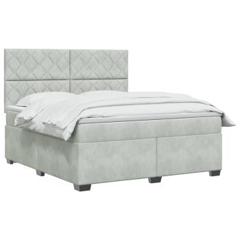 Boxspringbett mit Matratze Hellgrau 180 x 200 cm Samt