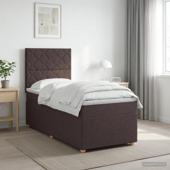 ARDEBO.de - Boxspringbett mit Matratze Dunkelbraun 90 x 190 cm Stoff