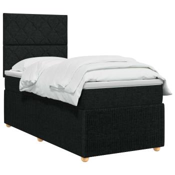 Boxspringbett mit Matratze Schwarz 80 x 200 cm Stoff
