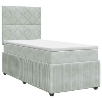 Boxspringbett mit Matratze Hellgrau 90 x 200 cm Samt