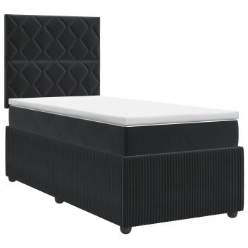 Boxspringbett mit Matratze Schwarz 90 x 200 cm Samt