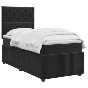 Boxspringbett mit Matratze Schwarz 90 x 200 cm Samt