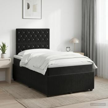 ARDEBO.de - Boxspringbett mit Matratze Schwarz 120 x 190 cm Samt